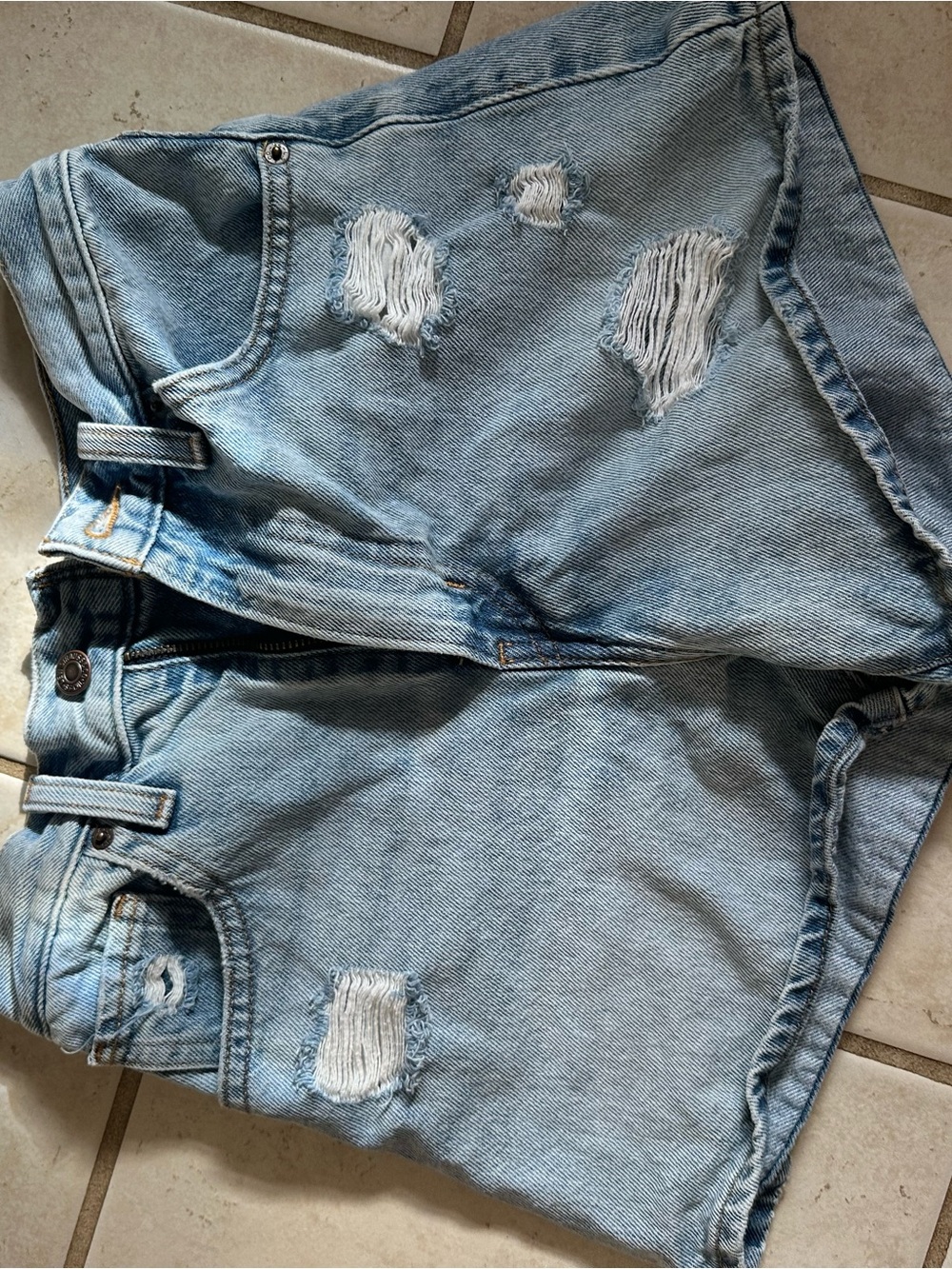 Levi's Light Blue Distressed High Waist Women's Denim Shorts